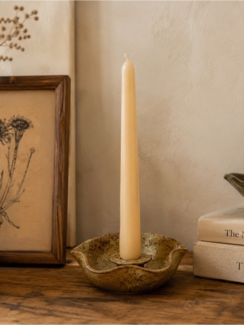 Pottery candle holder unique votive candlestick holder speckled pottery